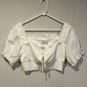 Princess Polly cream tie front crop top size 4